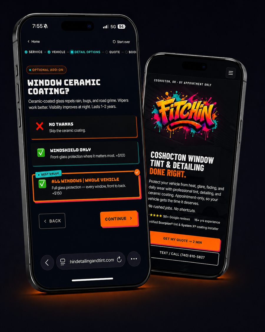 The Fitchin website and its built-in quote wizard — a real production build by Designed to Elevate.