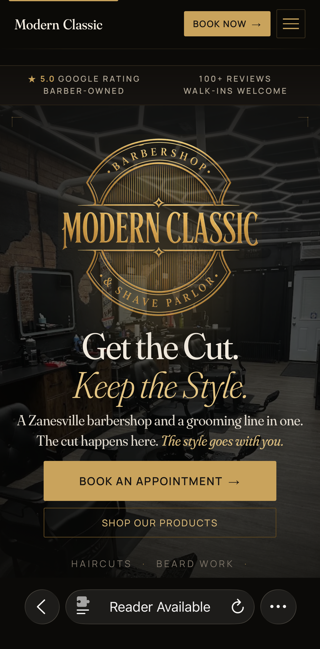 Modern Classic Barbershop mobile site