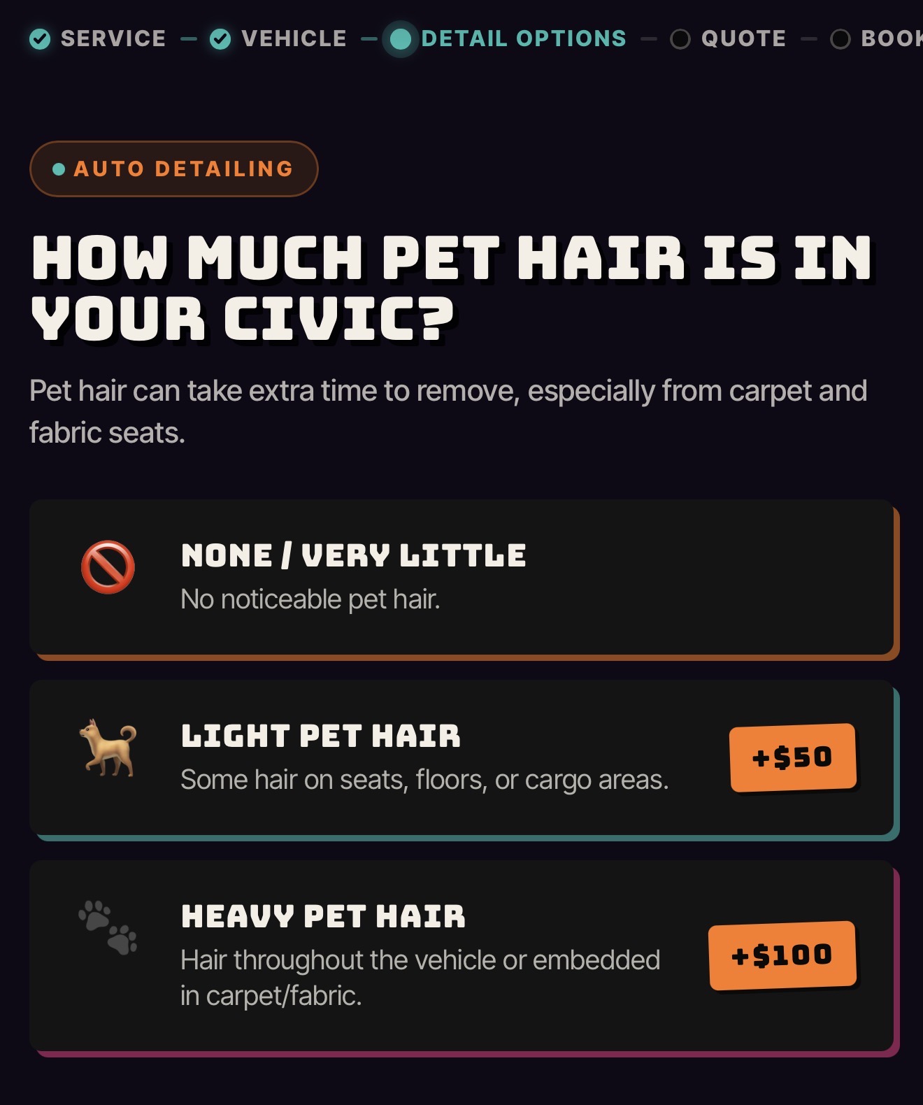 Pet hair, priced in